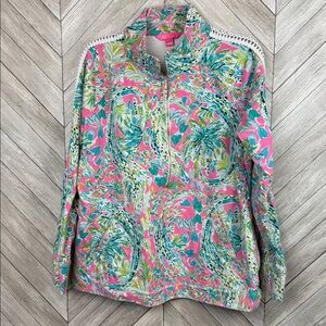 LILLY PULITZER SKIPPER Sz xl Multi So A Peeling UPF 50+ 1/2 Zip Popover